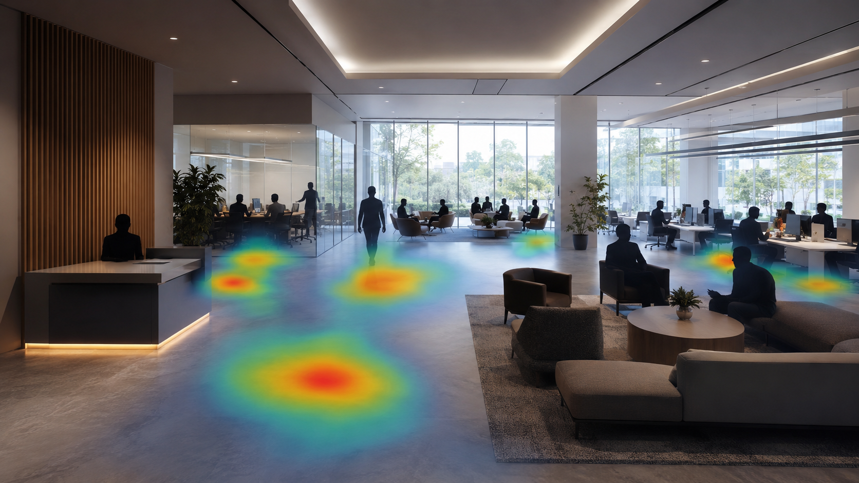 Lobby and reception footfall heatmap